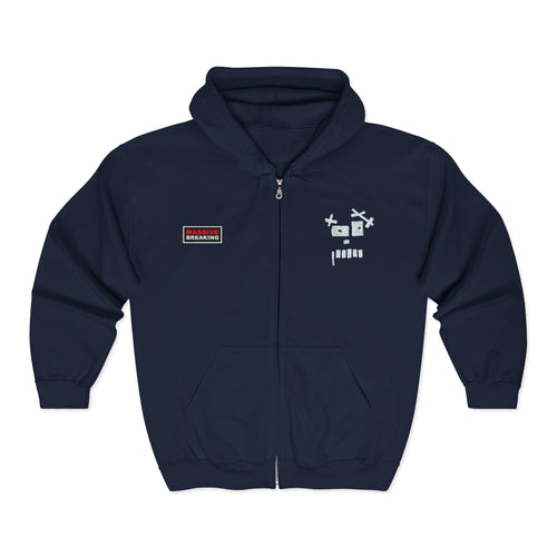 Gaffarious "Diamond Head & Toothy" Torn Gaff Tape Character Hoodie | Zip Sweatshirt, Minimal Chest & Back Graphic